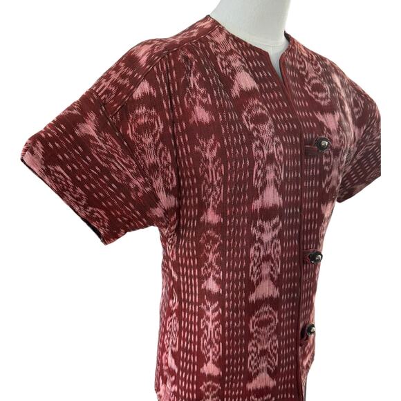 OOAK Quilted Patterened top jacket Short sleeves button front round neck medium - Picture 7 of 13